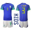 Baby Fußballbekleidung Brasilien Thiago Silva #3 Auswärtstrikot WM 2022 Kurzarm (+ kurze hosen)